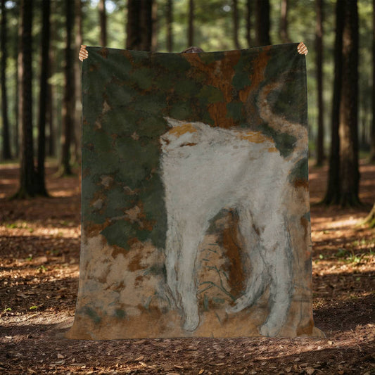 Le Chat Blanc – Cozy Cat Art Blanket – French Feline Design on Fleece