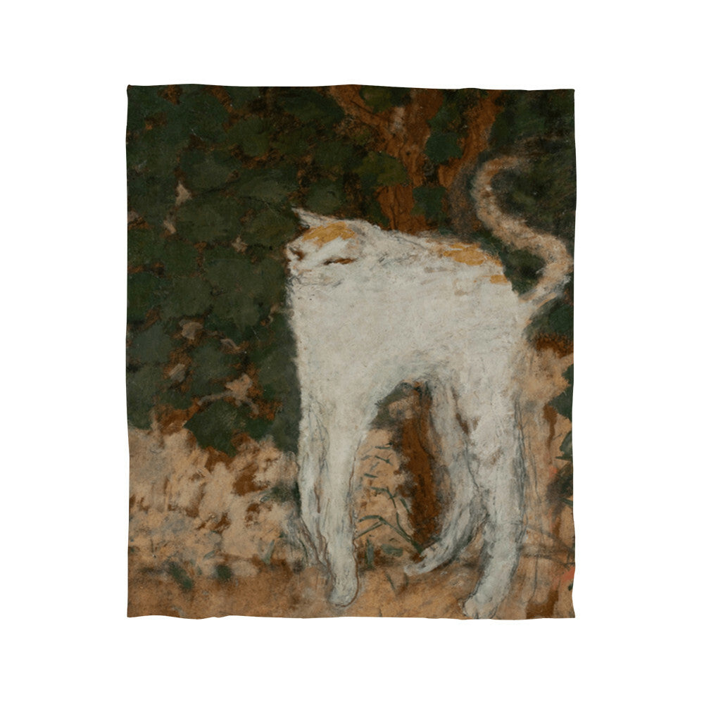 Le Chat Blanc – Cozy Cat Art Blanket – French Feline Design on Fleece