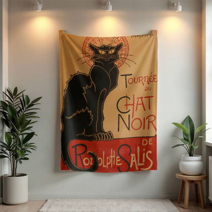 Chat Noir – Cozy Cat Art Blanket – Parisian Feline Design on Fleece