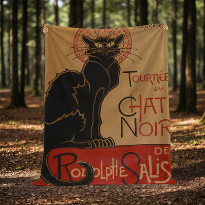 Chat Noir – Cozy Cat Art Blanket – Parisian Feline Design on Fleece