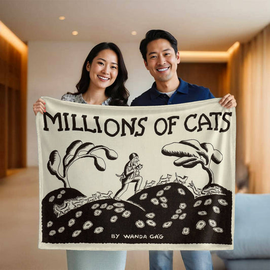 Millions of Cats – Cozy Cat Art Blanket – Americana Feline Design on Fleece